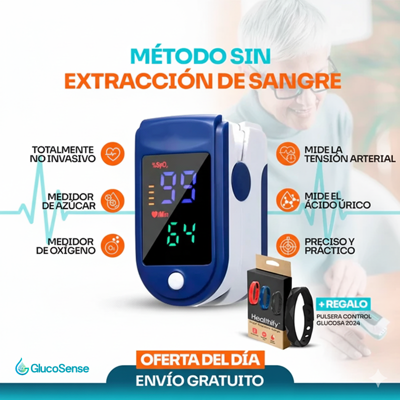 GlucoSense™ 3 en 1 - Glucosa, Presión y Oxígeno Sin Agujas