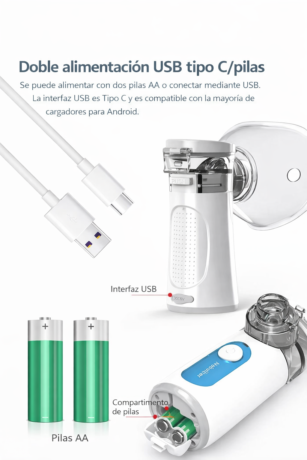 Nebulizador Eléctrico De Mano Silencioso Para Niños Y Adultos